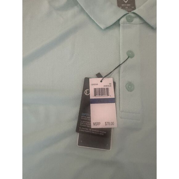 NWT Callaway XL Solid UPF Moisture Wicking Golf Shirt Aruba Blue - Picture 3 of 8